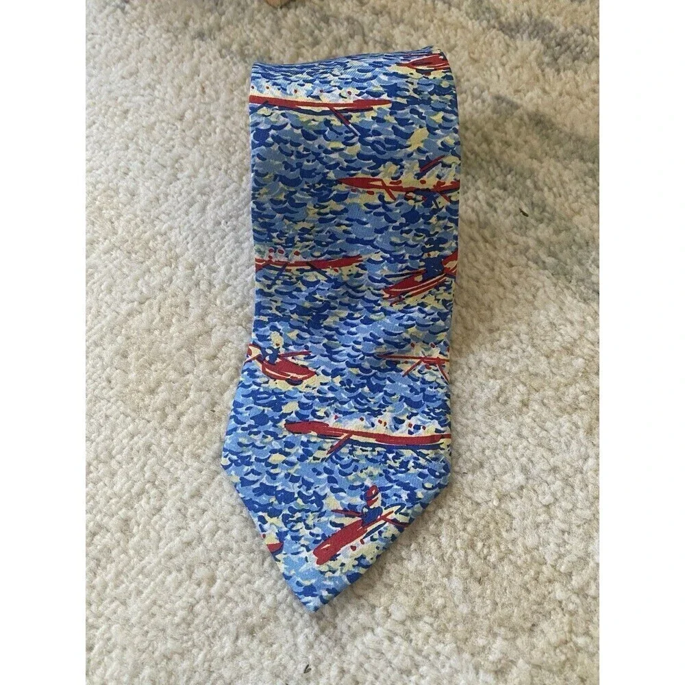 The Art Institute Of Chicago Abstract Silk Tie Sailboats Paint Vintage Italy/USA